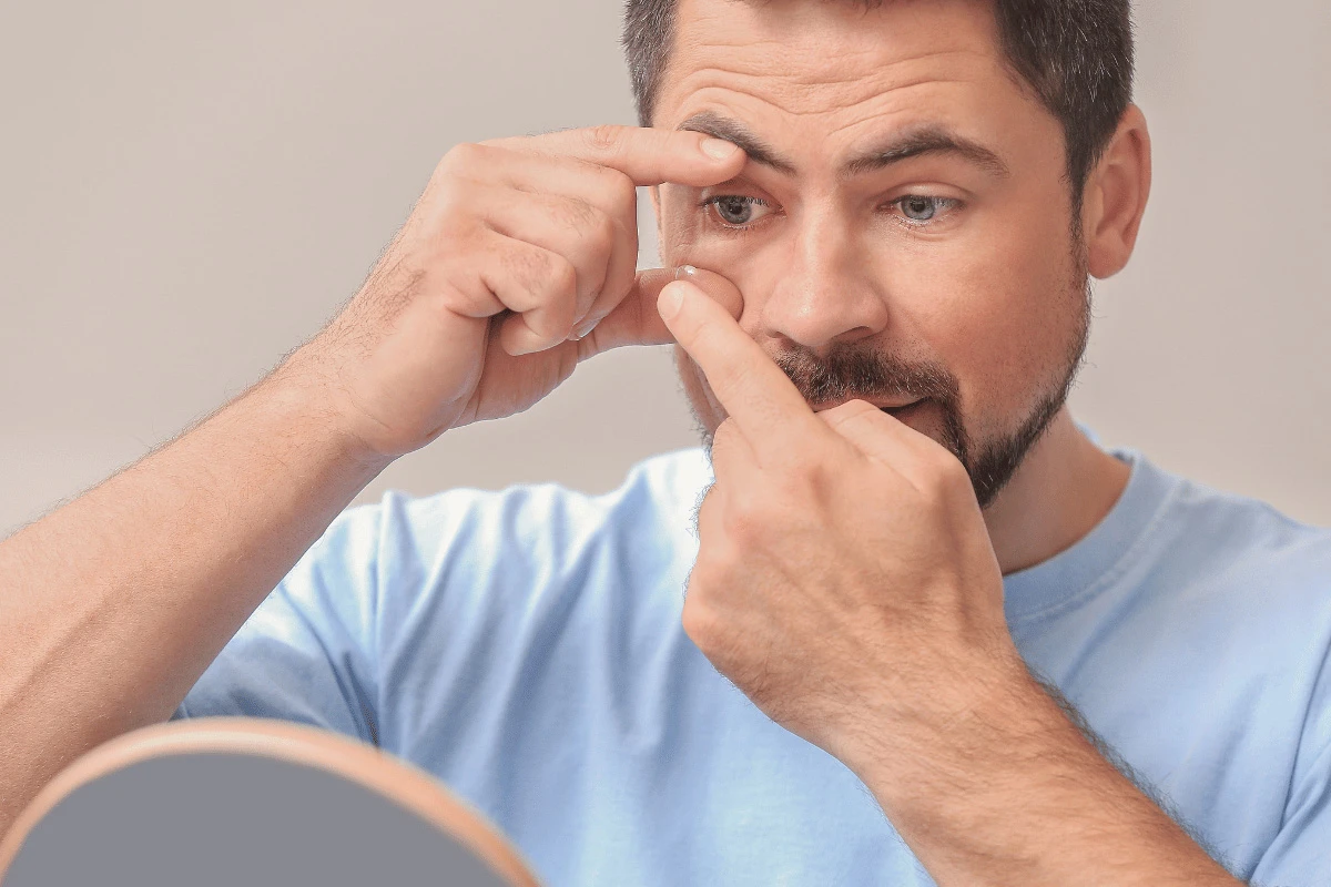 Adult male inserting orthokeratology lenses into his eye